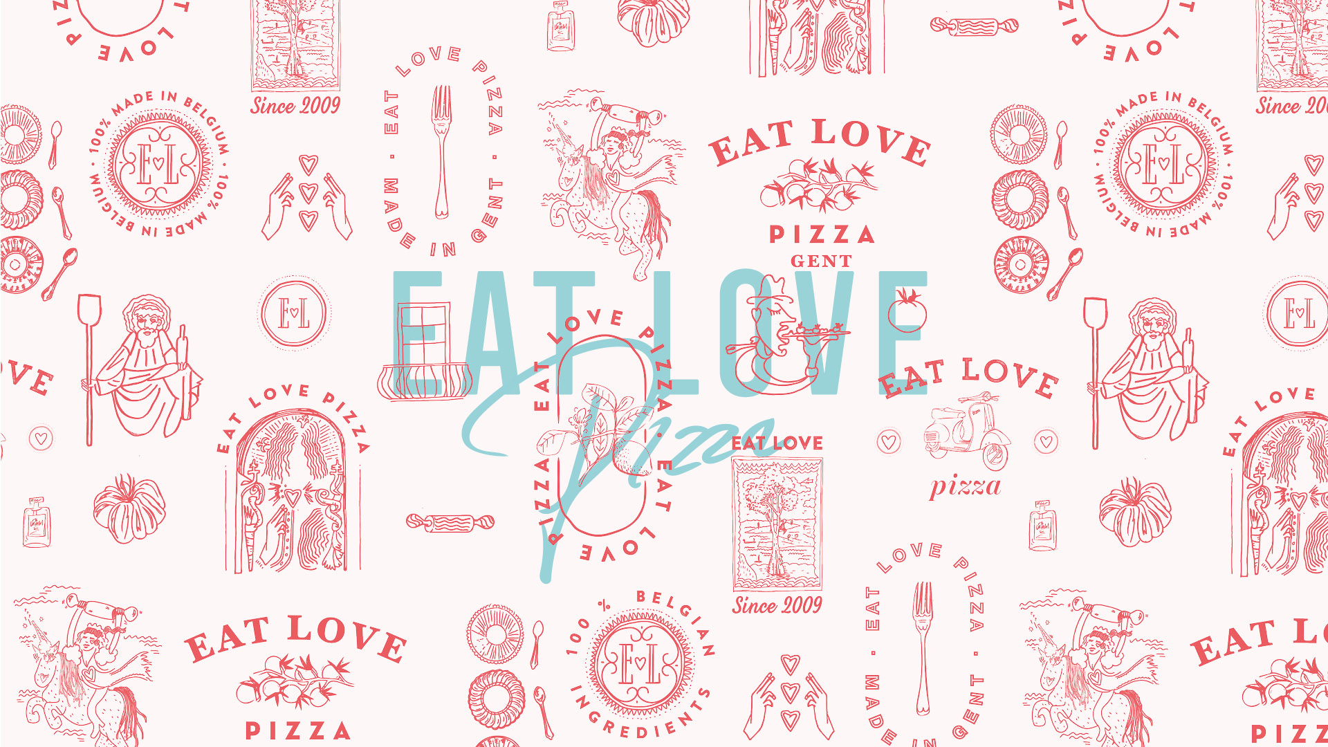 Eat Love Pizza Patroon